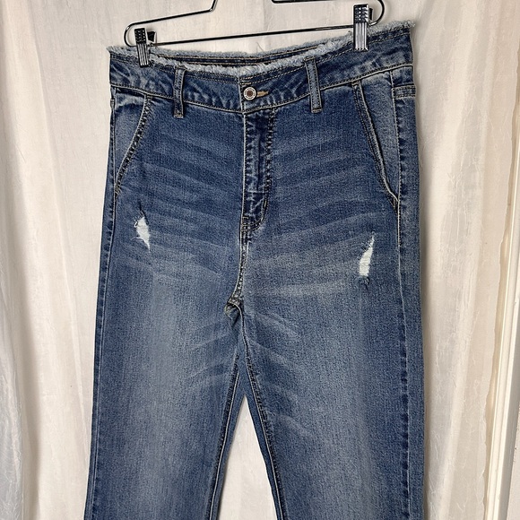 Kancan Distressed High Waist Flare Leg Bell Bottom Denim Stretchy Jeans - Picture 7 of 14